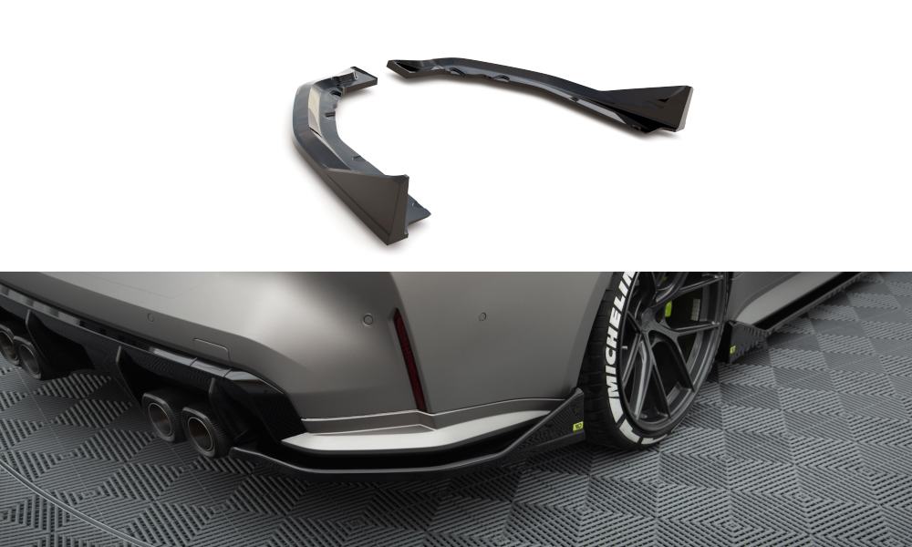 Maxton Design Heck Ansatz Flaps Diffusor V.3 passend für CSL Look BMW M4 G82 / G82 Facelift schwarz Hochglanz