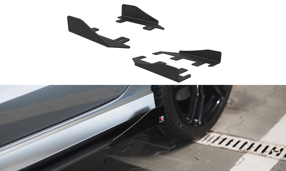 Maxton Design Seitenschweller Flaps passend für Audi S3 / A3 S-Line Limousine 8V schwarz Hochglanz