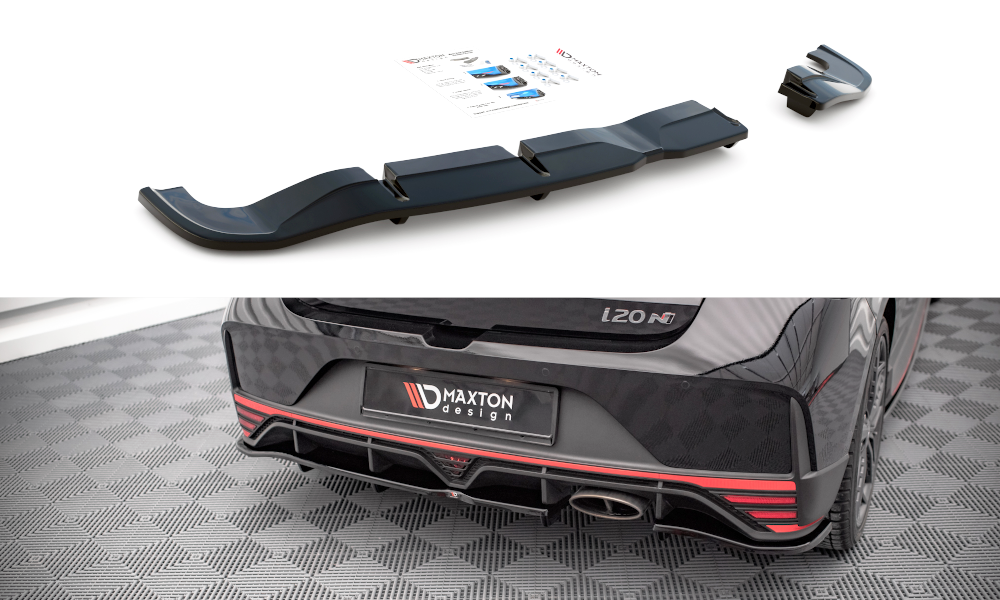 Maxton Design Street+ Mittlerer Diffusor RACE passend für Hyundai I20 N Mk3 schwarz Hochglanz