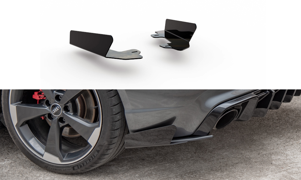 Maxton Design Hintere Seiten Flaps passend für Audi RS3 8V Sportback schwarz Hochglanz