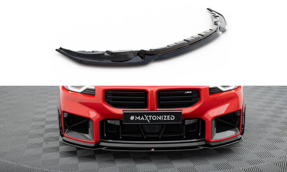 Maxton Design Street+ Spoilerlippe Front Ansatz passend für BMW M2 M-Performance G87 schwarz Hochglanz