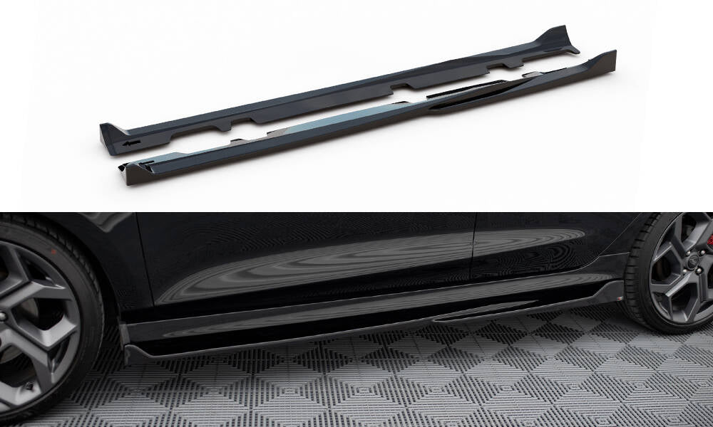 Maxton Design Street+ Seitenschweller Leisten passend für V.4 Ford Fiesta Mk8 ST / ST-Line schwarz Hochglanz