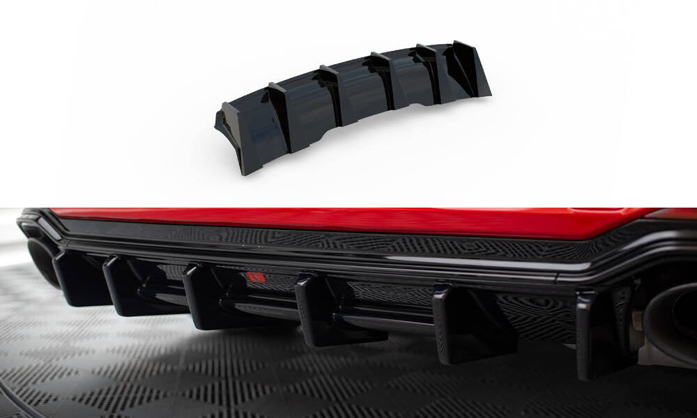 Maxton Design Diffusor Heck Ansatz passend für Audi RS4 B9 / B9 Facelift schwarz Hochglanz