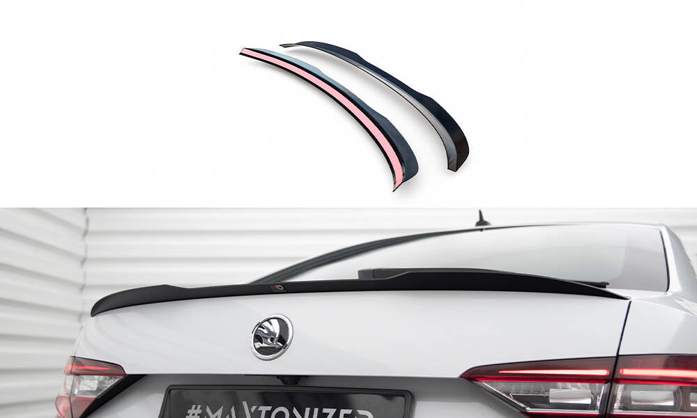 Maxton Design Spoiler CAP V.2 passend für Skoda Superb Liftback Mk3 / Mk3 Facelift schwarz Hochglanz