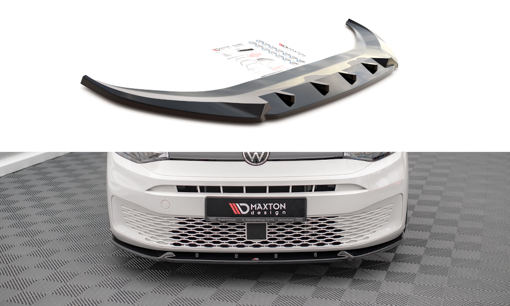 Maxton Design Street+ Spoilerlippe Front Ansatz V.2 passend für VW Caddy Mk5 schwarz Hochglanz