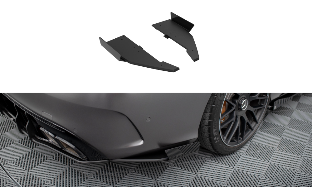 Maxton Design Street Pro Heck Ansatz Flaps Diffusor + Flaps passend für Mercedes-AMG C63 Limousine / Kombi W205 Facelift schwarz Hochglanz