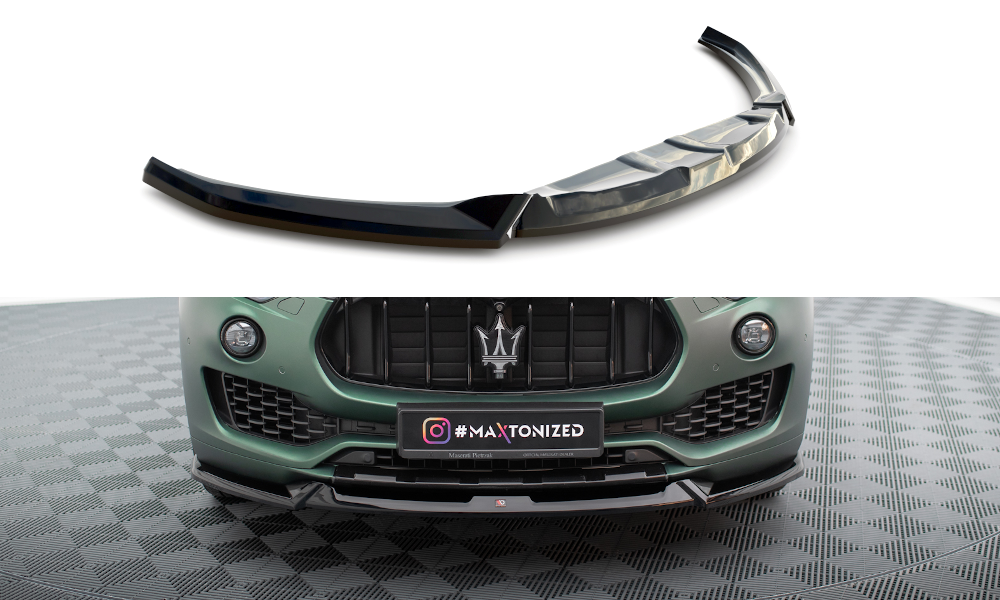 Maxton Design Street+ Spoilerlippe Front Ansatz V.1 passend für Maserati Levante Mk1 schwarz Hochglanz