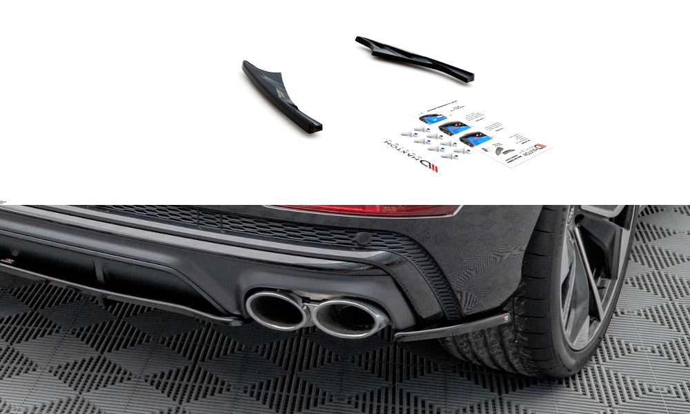 Maxton Design Heck Ansatz Flaps Diffusor passend für Audi SQ8 Mk1 schwarz Hochglanz
