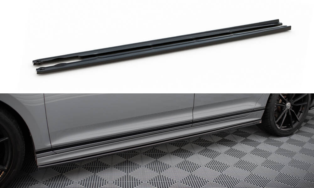 Maxton Design Street+ Seitenschweller Leisten passend für VW Passat R-Line B8 Facelift schwarz Hochglanz