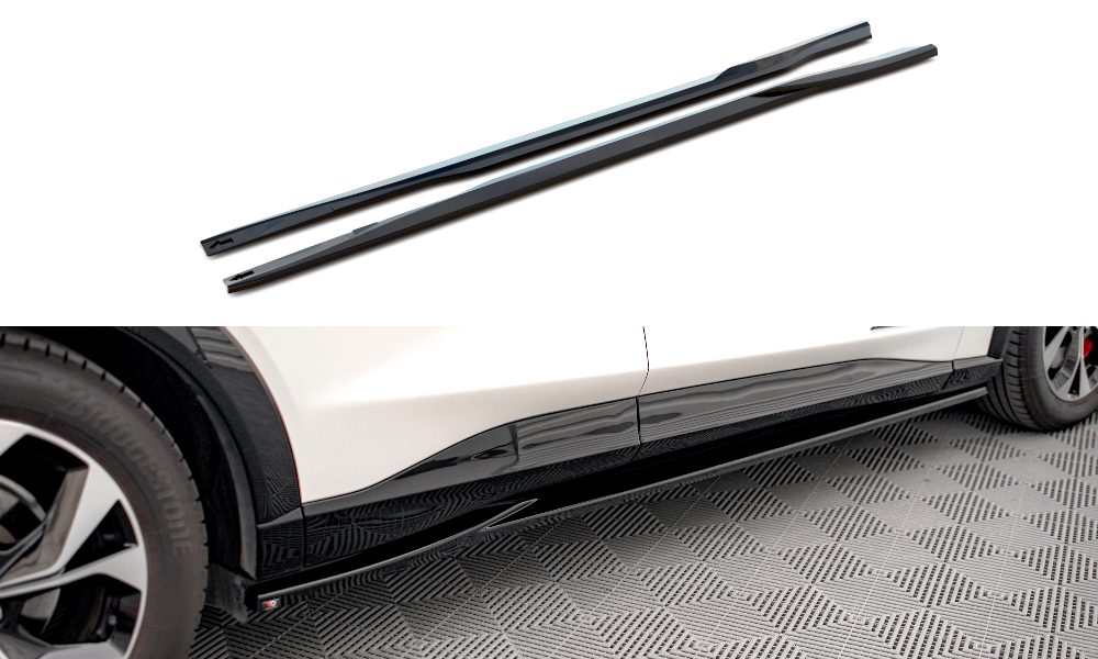 Maxton Design Street+ Seitenschweller Leisten passend für Ford Mustang Mach-E Mk1 schwarz Hochglanz