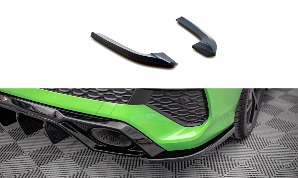 Maxton Design Heck Ansatz Flaps Diffusor passend für Audi RS3 Limousine 8Y schwarz Hochglanz