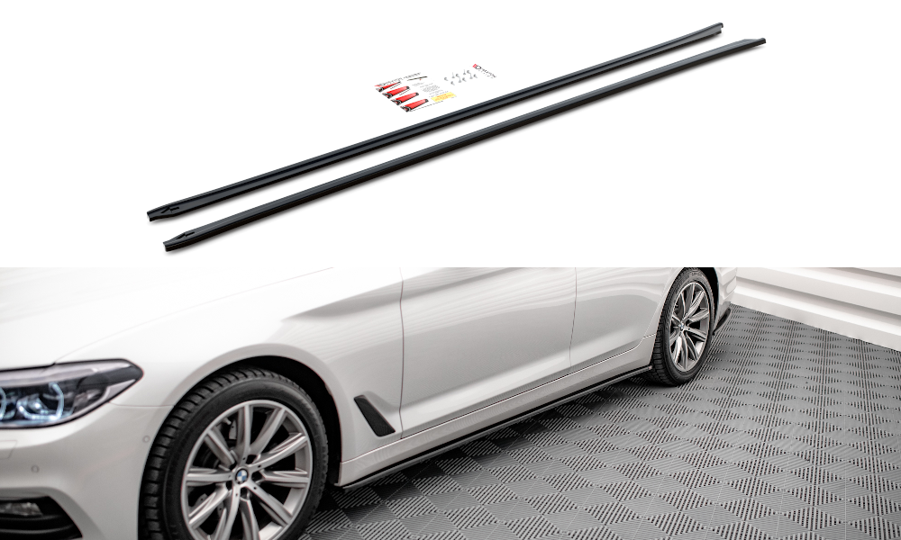 Maxton Design Street+ Seitenschweller Leisten passend für BMW 5er G30 / G31 schwarz Hochglanz