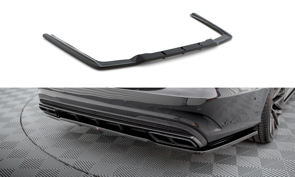 Maxton Design Street+ Mittlerer Diffusor RACE passend für Mercedes-Benz E63 AMG Limousine W212 Facelift schwarz Hochglanz