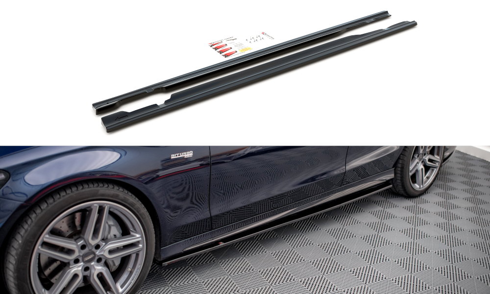 Maxton Design Street+ Seitenschweller Leisten passend für Mercedes-AMG C 43 / AMG-Line W205 schwarz Hochglanz