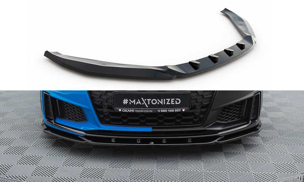 Maxton Design Street+ Spoilerlippe Front Ansatz V.2 passend für Audi TT S / TT S-Line 8S Facelift schwarz Hochglanz