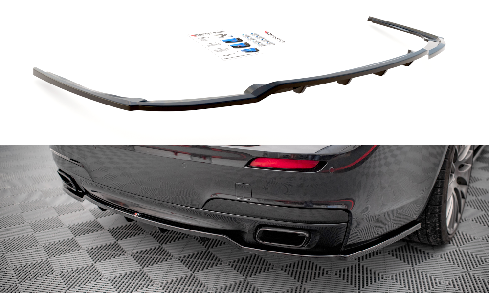 Maxton Design Street+ Mittlerer Diffusor RACE passend für BMW 7 M-Paket F01 schwarz Hochglanz