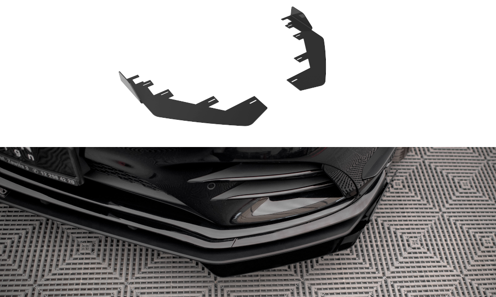 Maxton Design Front Stoßstange Flaps passend für Mercedes A35 AMG / AMG-Line Aero Pack W177 schwarz Hochglanz