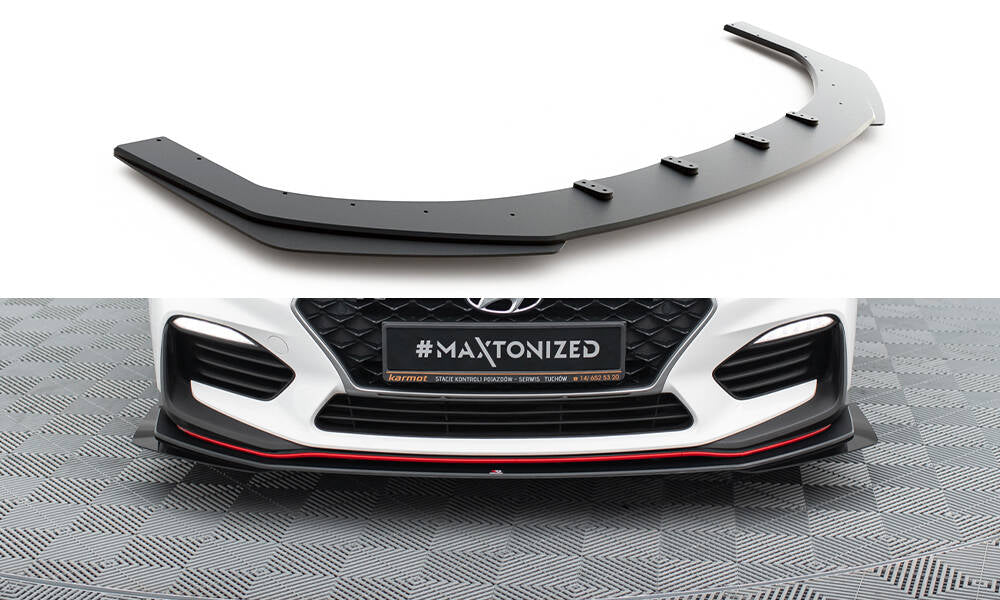 Maxton Design Street Pro Street+ Spoilerlippe Front Ansatz passend für + Flaps passend für Hyundai I30 N Mk3 Hatchback / Fastback schwarz Hochglanz