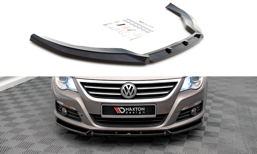 Maxton Design Street+ Spoilerlippe Front Ansatz V.3 passend für VW Passat CC schwarz Hochglanz