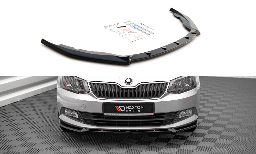 Maxton Design Street+ Spoilerlippe Front Ansatz V.1 passend für Skoda Fabia Mk3 schwarz Hochglanz