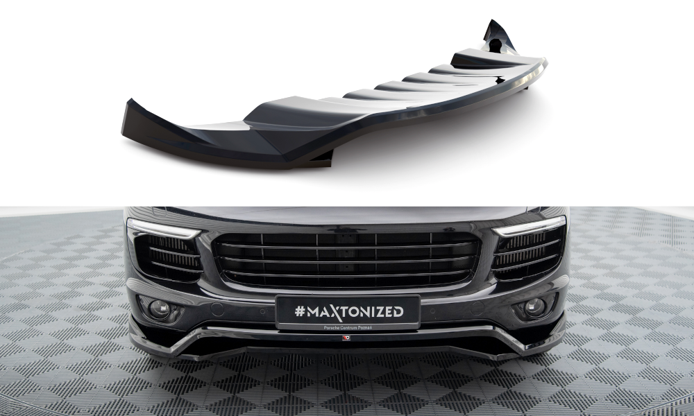 Maxton Design Street+ Spoilerlippe Front Ansatz passend für Porsche Cayenne Mk2 Facelift schwarz Hochglanz