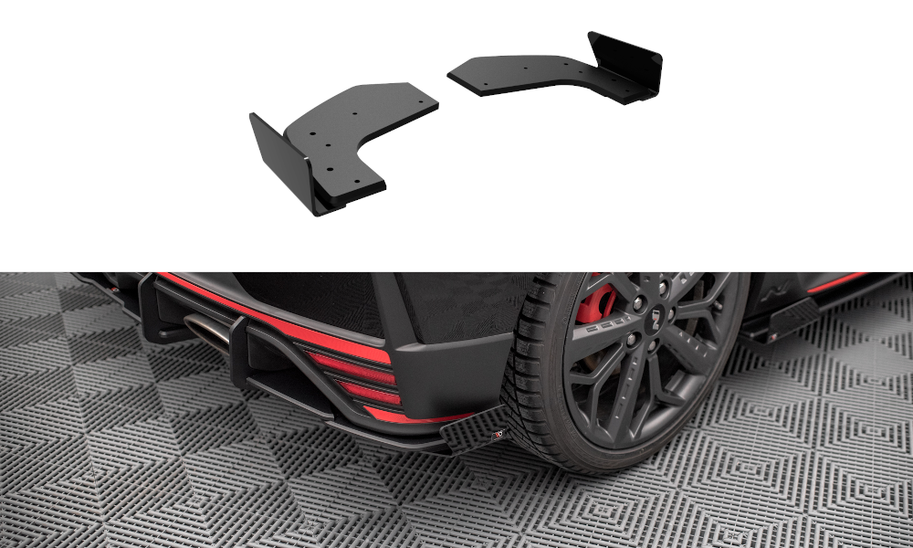 Maxton Design Street Pro Heck Ansatz Flaps Diffusor + Flaps passend für Hyundai I20 N Mk3 schwarz Hochglanz