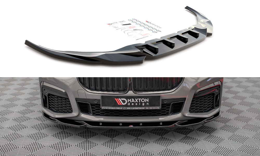 Maxton Design Street+ Spoilerlippe Front Ansatz V.2 passend für BMW 7 M-Paket G11 / G12 Facelift schwarz Hochglanz