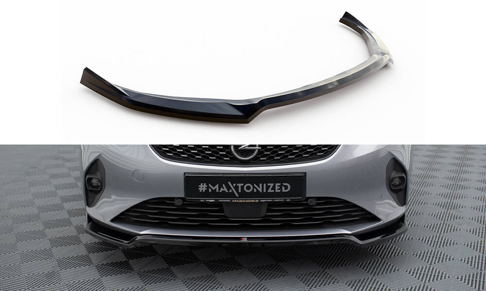 Maxton Design Street+ Spoilerlippe Front Ansatz V.2 passend für Opel Corsa F ( Mk6) schwarz Hochglanz