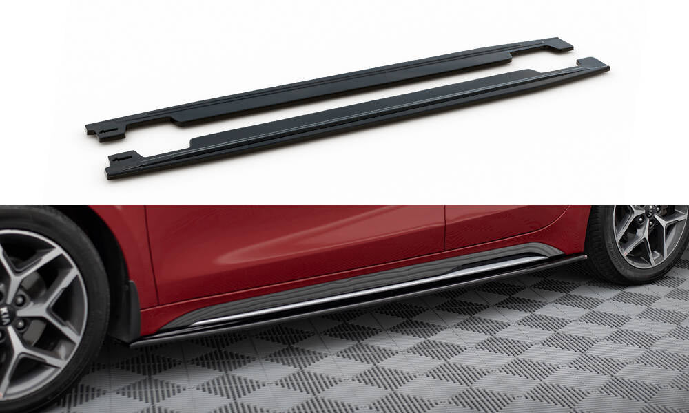 Maxton Design Street+ Seitenschweller Leisten passend für Kia Ceed GT / GT-Line Mk3 / Proceed Mk1 schwarz Hochglanz