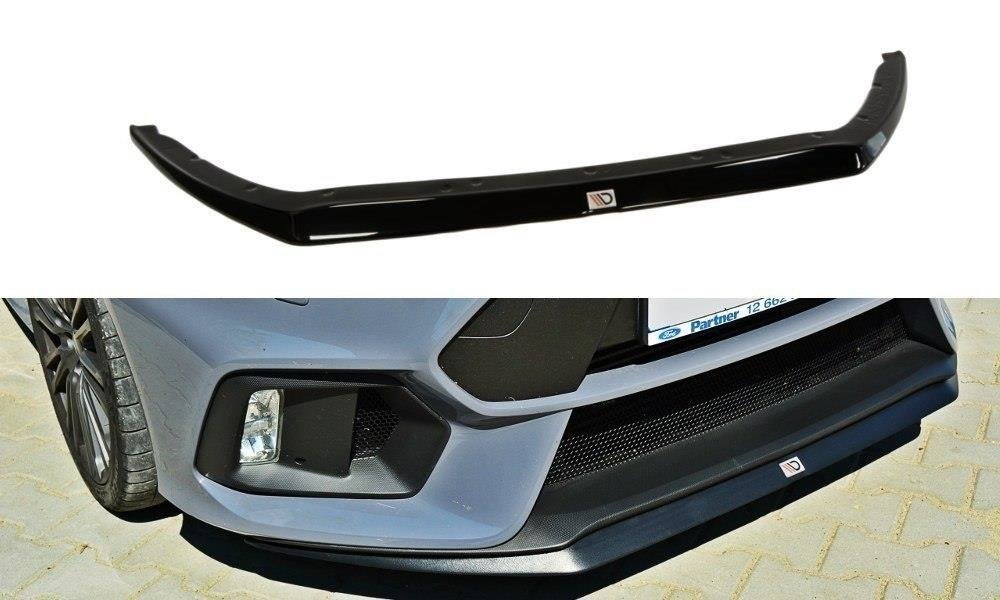 Maxton Design Street+ Spoilerlippe Front Ansatz V.2 passend für Ford Focus RS Mk3 schwarz Hochglanz