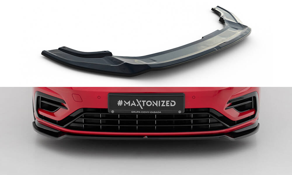 Maxton Design Street+ Spoilerlippe Front Ansatz V.3 passend für VW Golf R / R-Line Mk7 Facelift schwarz Hochglanz