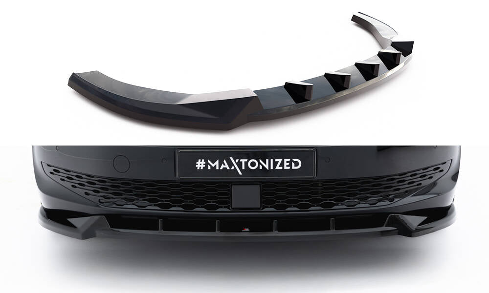 Maxton Design Street+ Spoilerlippe Front Ansatz V.2 passend für VW Multivan Long T7 schwarz Hochglanz