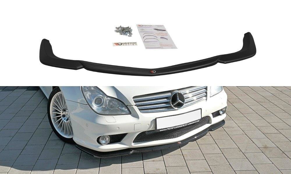 Maxton Design Street+ Spoilerlippe Front Ansatz V.1 passend für Mercedes CLS C219 55AMG schwarz Hochglanz