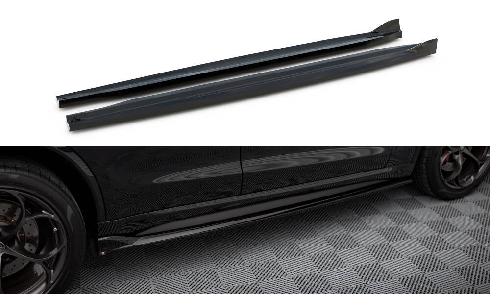 Maxton Design Street+ Seitenschweller Leisten passend für Alfa Romeo Stelvio Quadrifoglio Mk1 schwarz Hochglanz