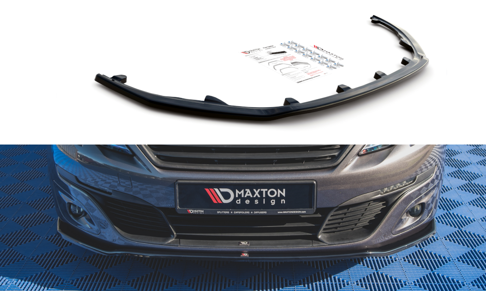 Maxton Design Street+ Spoilerlippe Front Ansatz V.1 passend für Peugeot 308 Mk2 schwarz Hochglanz
