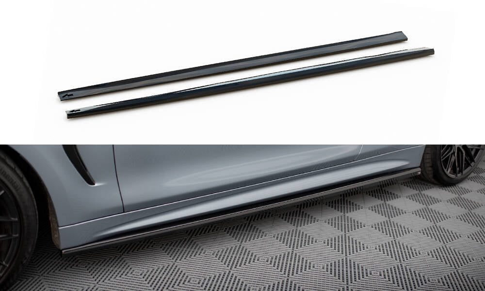 Maxton Design Street+ Seitenschweller Leisten passend für V.3 passend für BMW 4er Coupe / Gran Coupe / Cabrio M-Paket F32 / F36 / F33 schwarz Hochglanz