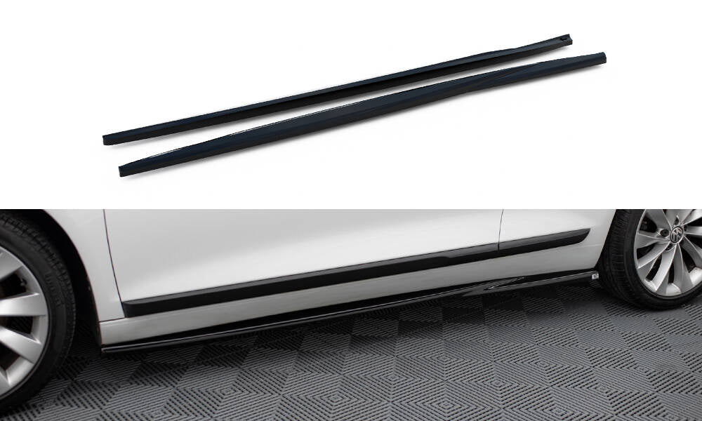 Maxton Design Street+ Seitenschweller Leisten passend für VW Scirocco Mk3 Facelift schwarz Hochglanz