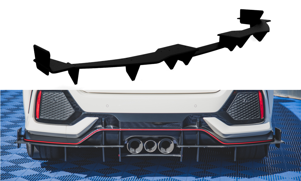 Maxton Design Robuste Racing Diffusor Heck Ansatz passend für Honda Civic Type-R Mk10 / Mk10 Facelift