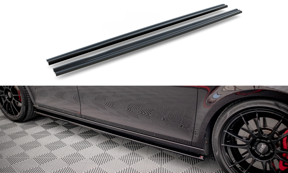 Maxton Design Street+ Seitenschweller Leisten passend für SEAT LEON MK2 CUPRA / FR schwarz Hochglanz
