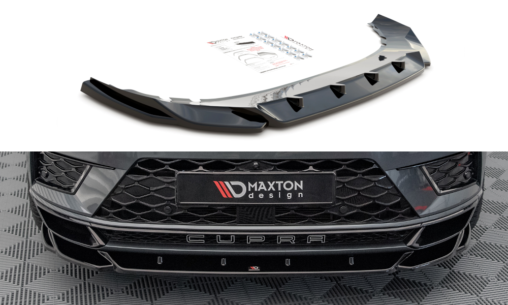 Maxton Design Street+ Spoilerlippe Front Ansatz V.2 passend für Cupra Ateca Mk1 schwarz Hochglanz