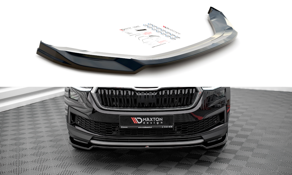 Maxton Design Street+ Spoilerlippe Front Ansatz V.2 passend für Skoda Kodiaq Mk1 Facelift schwarz Hochglanz