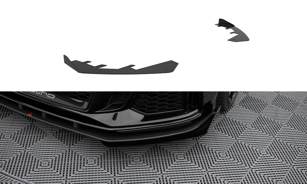 Maxton Design Front Stoßstange Flaps passend für Audi RS3 Limousine 8V Facelift schwarz Hochglanz