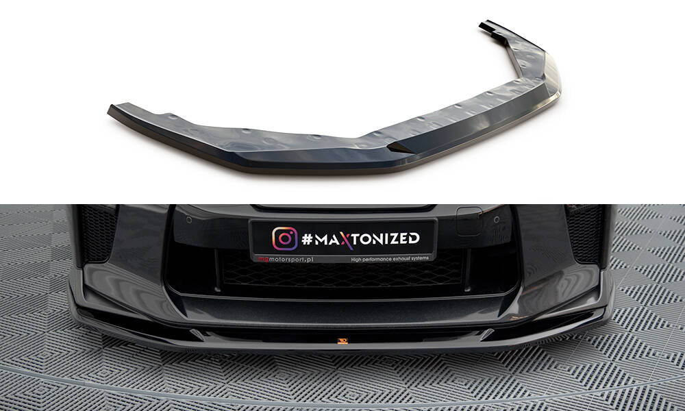 Maxton Design Street+ Spoilerlippe Front Ansatz V.1 passend für Nissan GTR R35 Facelift schwarz Hochglanz