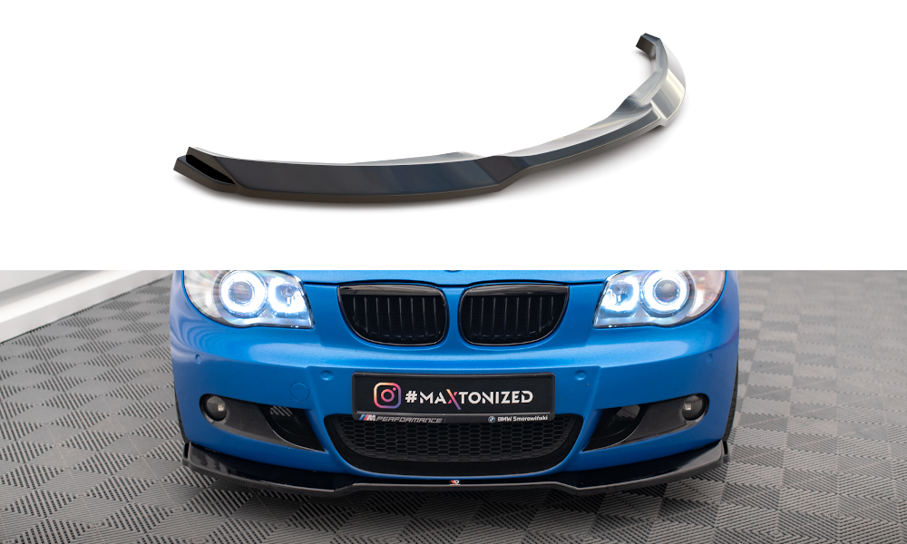 Maxton Design Street+ Spoilerlippe Front Ansatz V.1 passend für BMW 1er M-Paket E87 / E81 Facelift schwarz Hochglanz