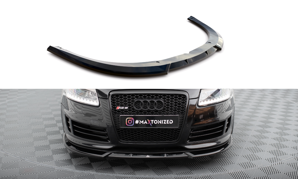 Maxton Design Street+ Spoilerlippe Front Ansatz V.2 passend für Audi RS6 Avant C6 schwarz Hochglanz