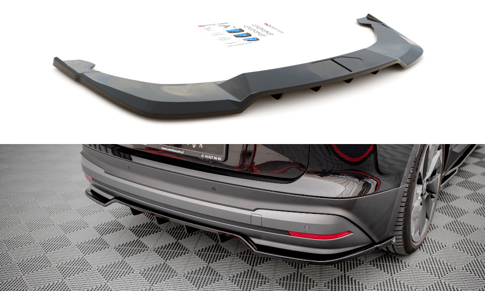 Maxton Design Street+ Mittlerer Diffusor RACE passend für Skoda Enyaq iV schwarz Hochglanz