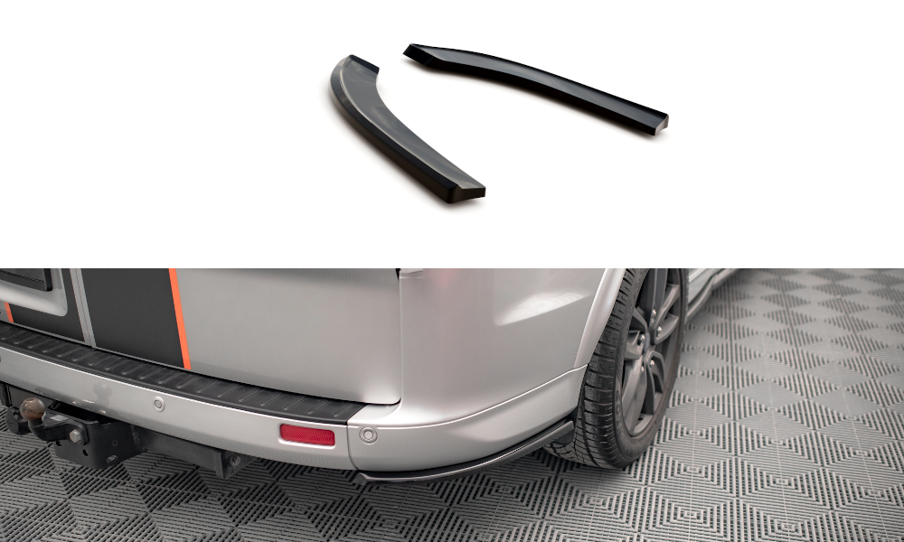 Maxton Design Heck Ansatz Flaps Diffusor passend für Ford Transit Custom ST-Line Mk1 Facelift schwarz Hochglanz