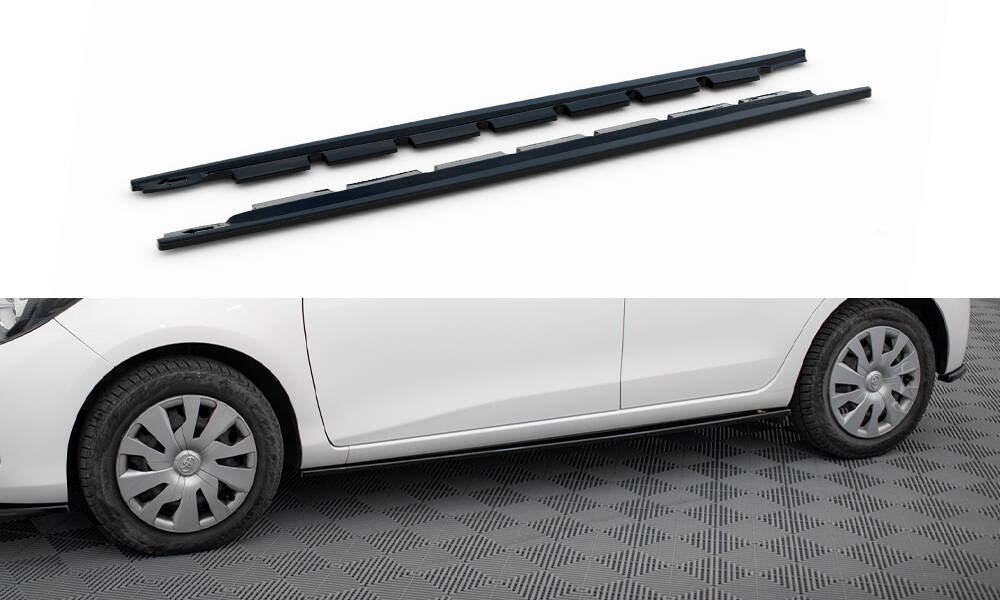 Maxton Design Street+ Seitenschweller Leisten passend für Toyota Yaris Mk3 Facelift schwarz Hochglanz