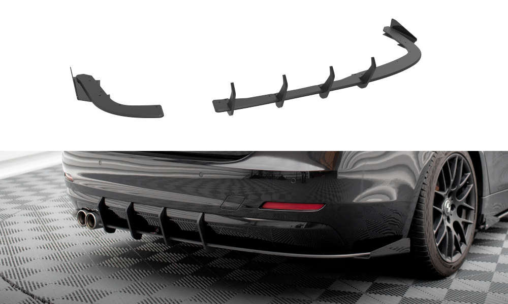 Maxton Design Street Pro Heck Ansatz Flaps Diffusor + Flaps passend für BMW 4er Gran Coupe F36 schwarz Hochglanz