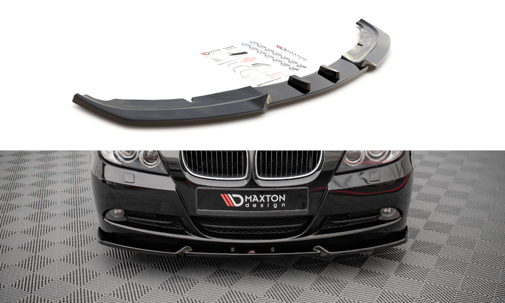 Maxton Design Street+ Spoilerlippe Front Ansatz V.1 passend für BMW 3er E90 schwarz Hochglanz